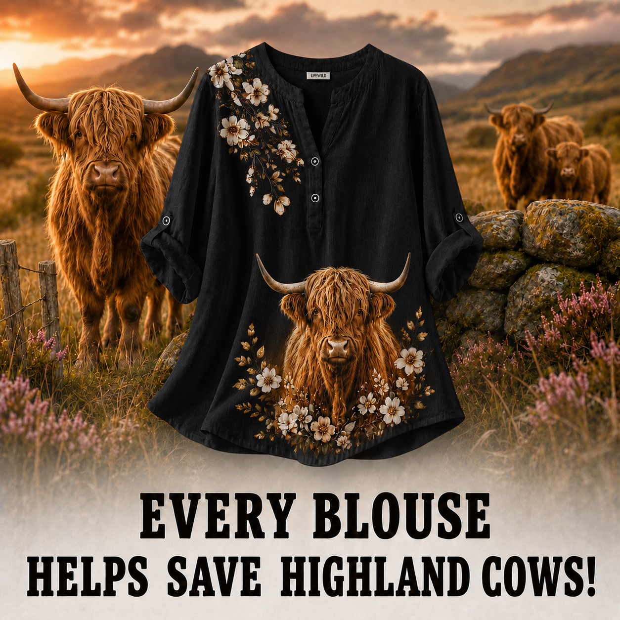 Highland Cow Summer Blouse
