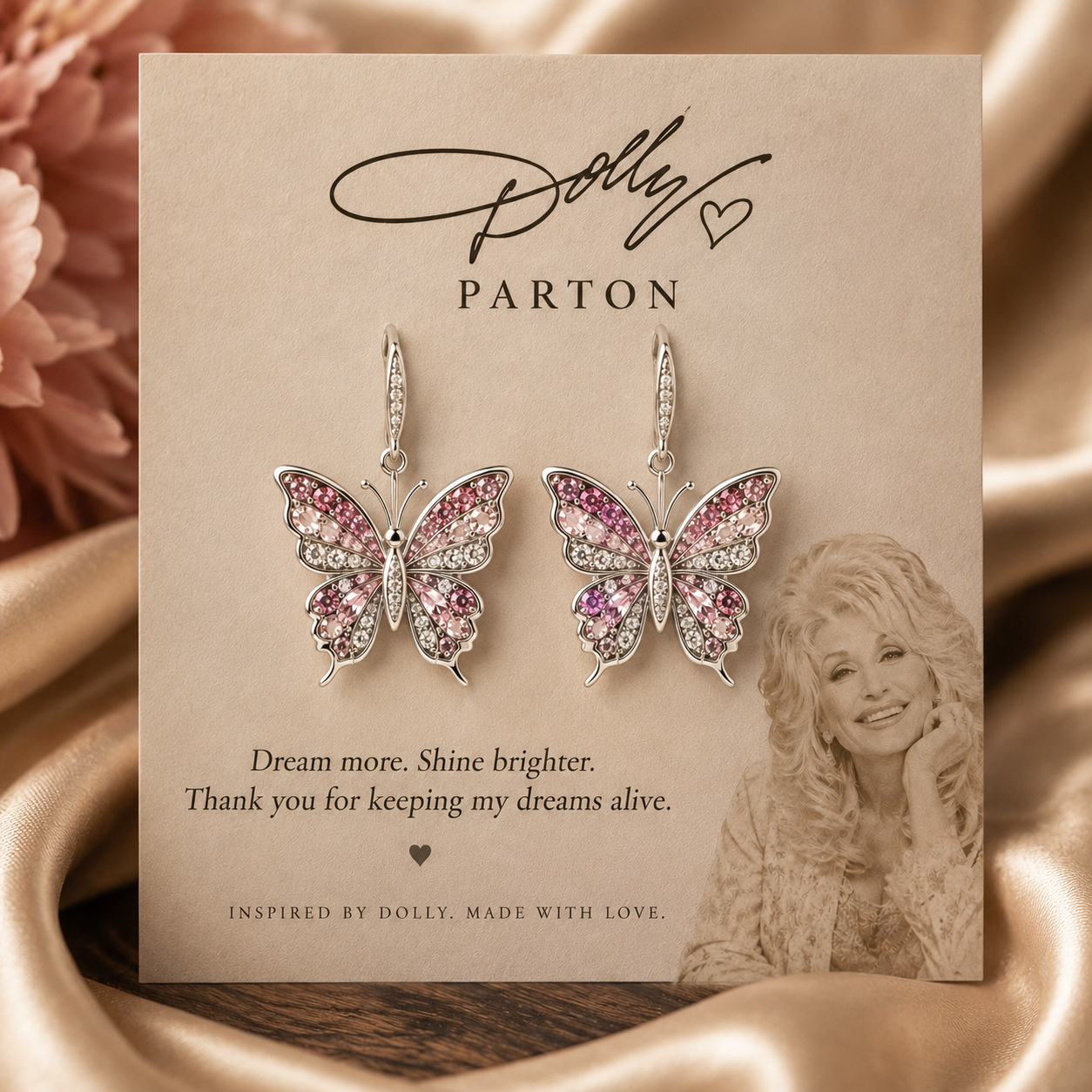 Dolly Parton Butterfly Earrings