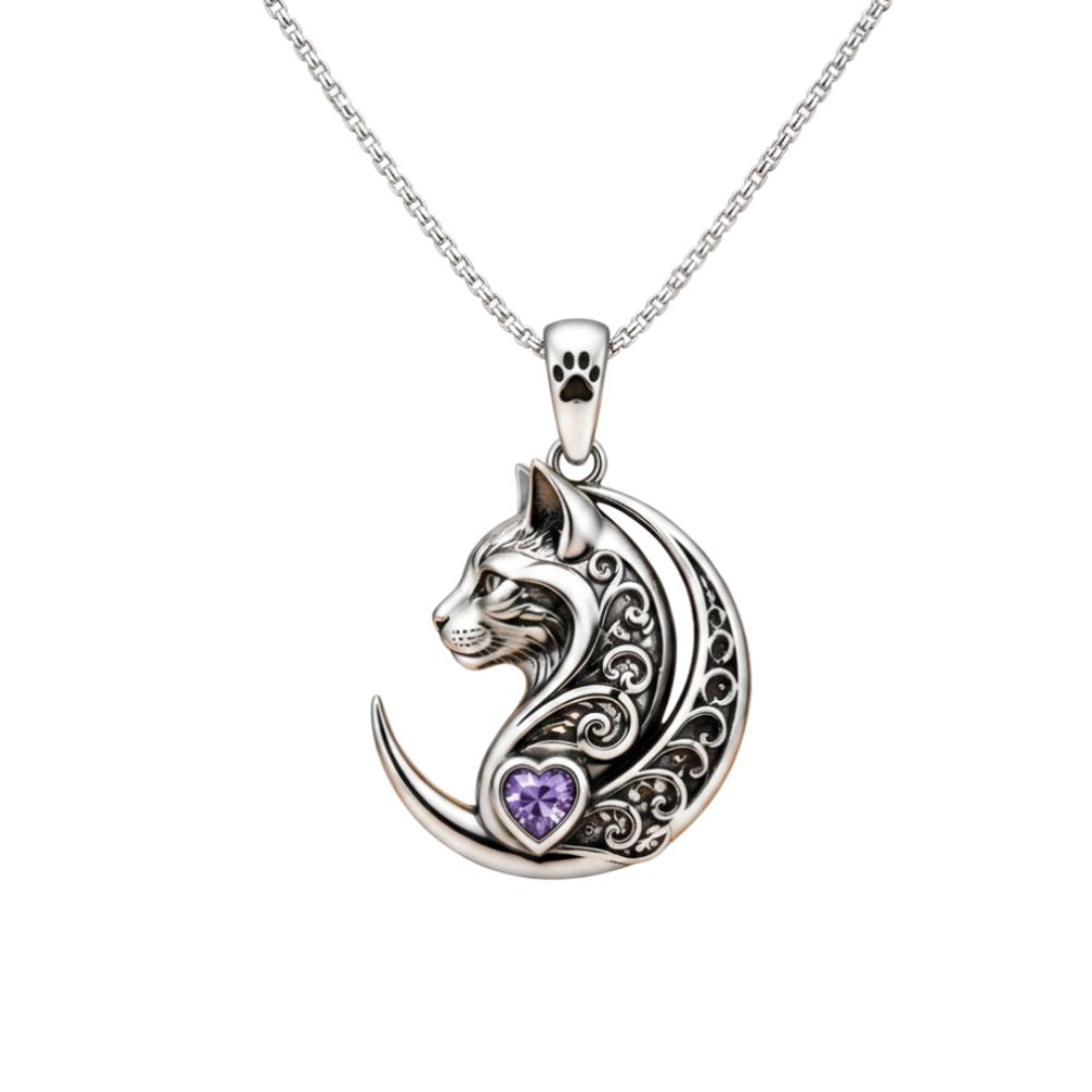 Save The Cats 925 Sterling Silver Amethyst Necklace