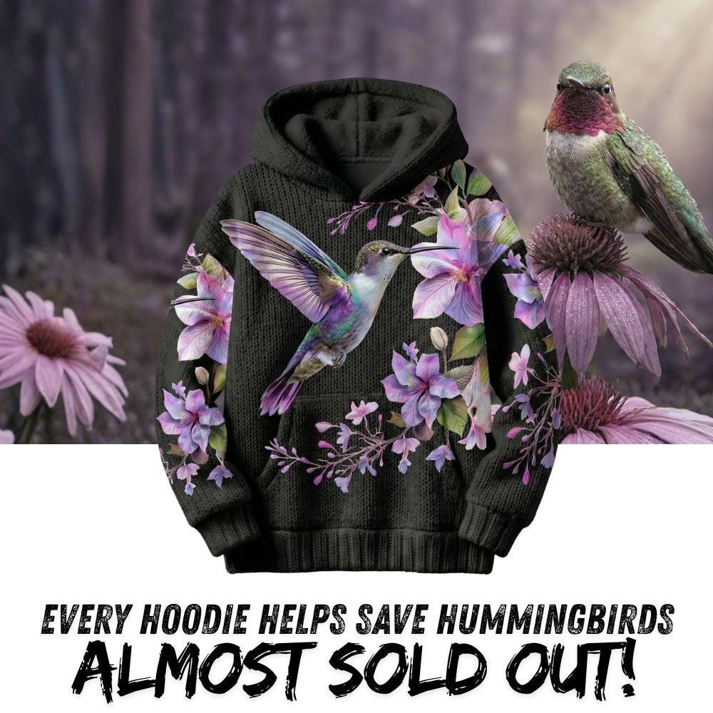 Hummingbird Purple Flower Hoodie