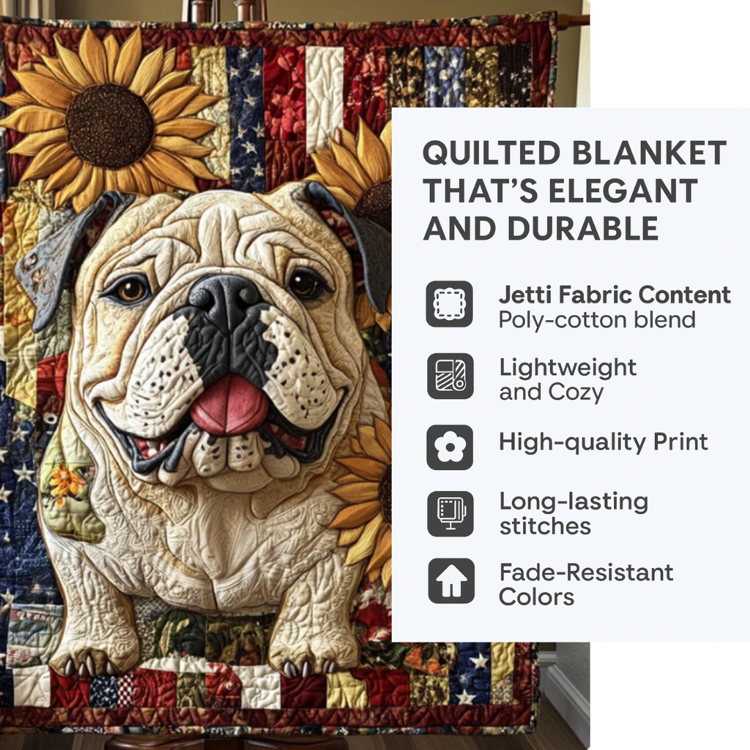 Bulldog Patriot Quilted Blanket