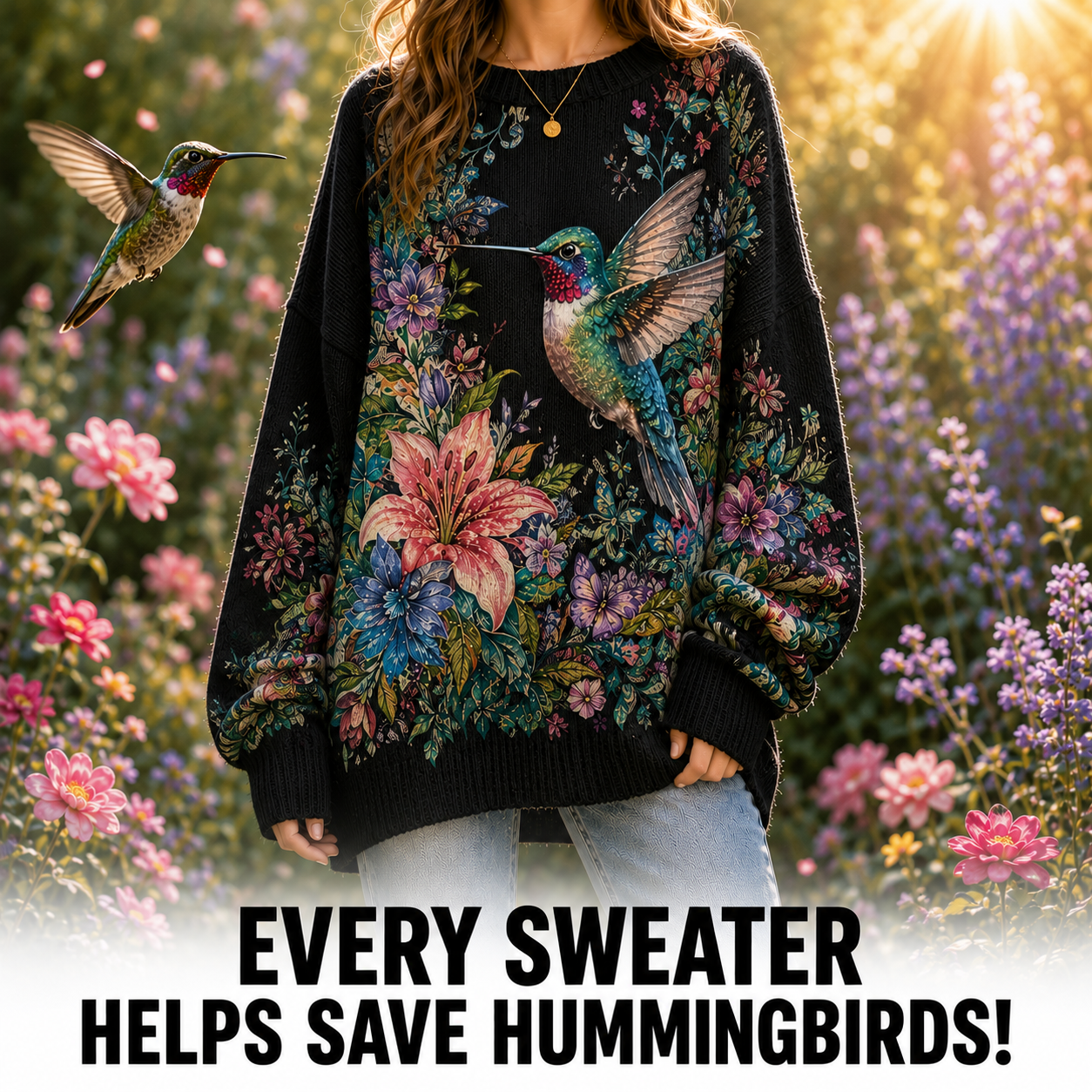 Oversized Knit Hummerbird Sweater