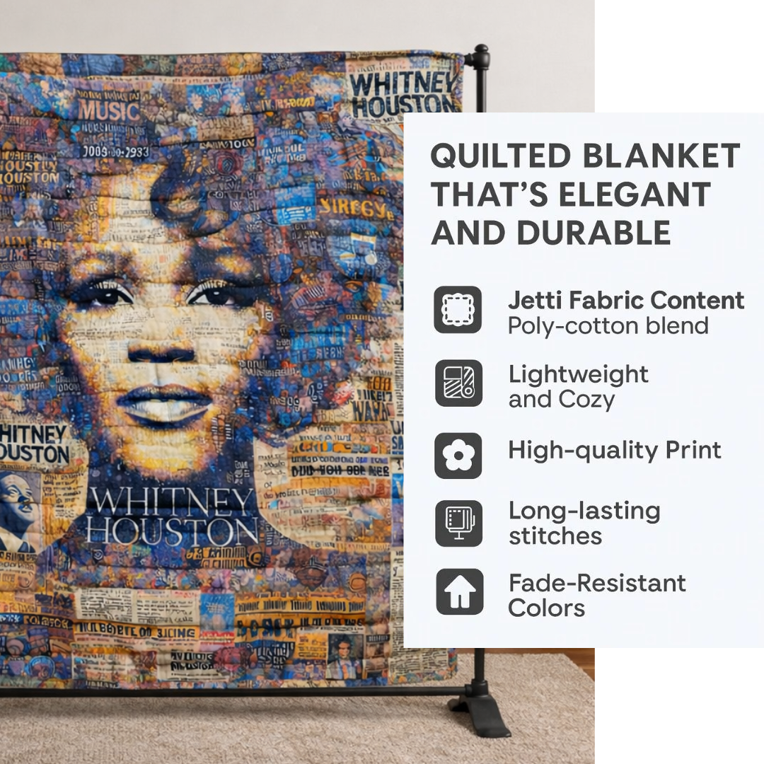 Whitney Houston Quilted Blanket
