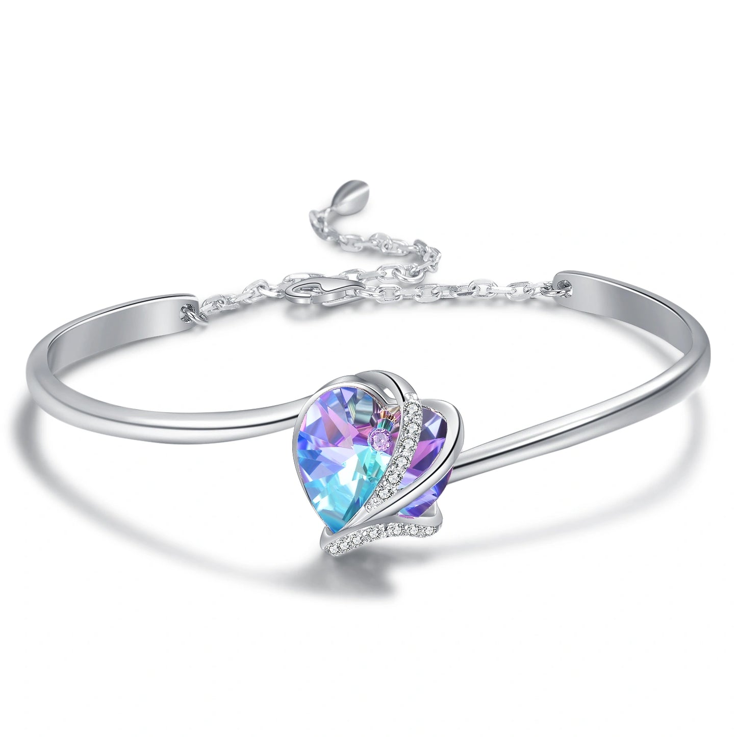 Sterling Silver Heart Crystal Bracelet