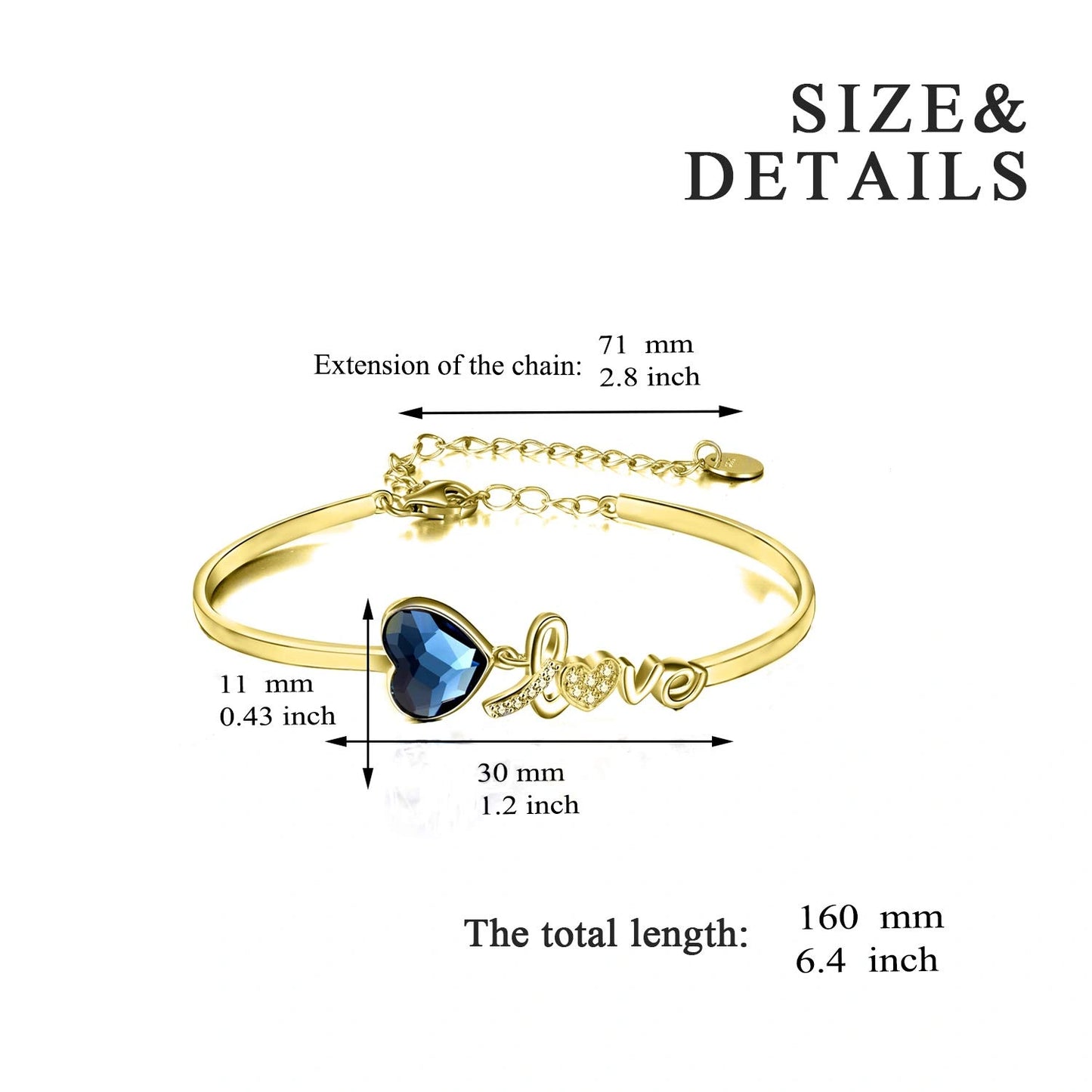 Gold Crystal Heart Bracelet
