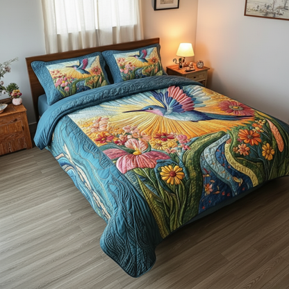 Hummingbird 3-Piece Quilted Bedding Set