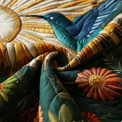 Hummingbird 3-Piece Quilted Bedding Set