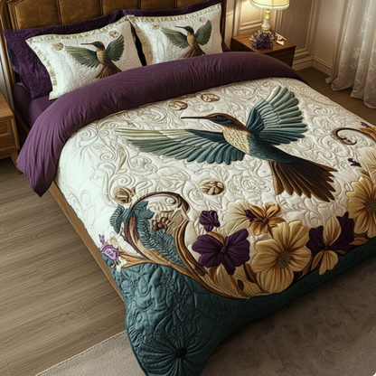 Hummingbird 3-Piece Quilted Bedding Set