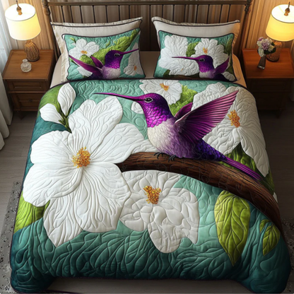 Hummingbird 3-Piece Quilted Bedding Set