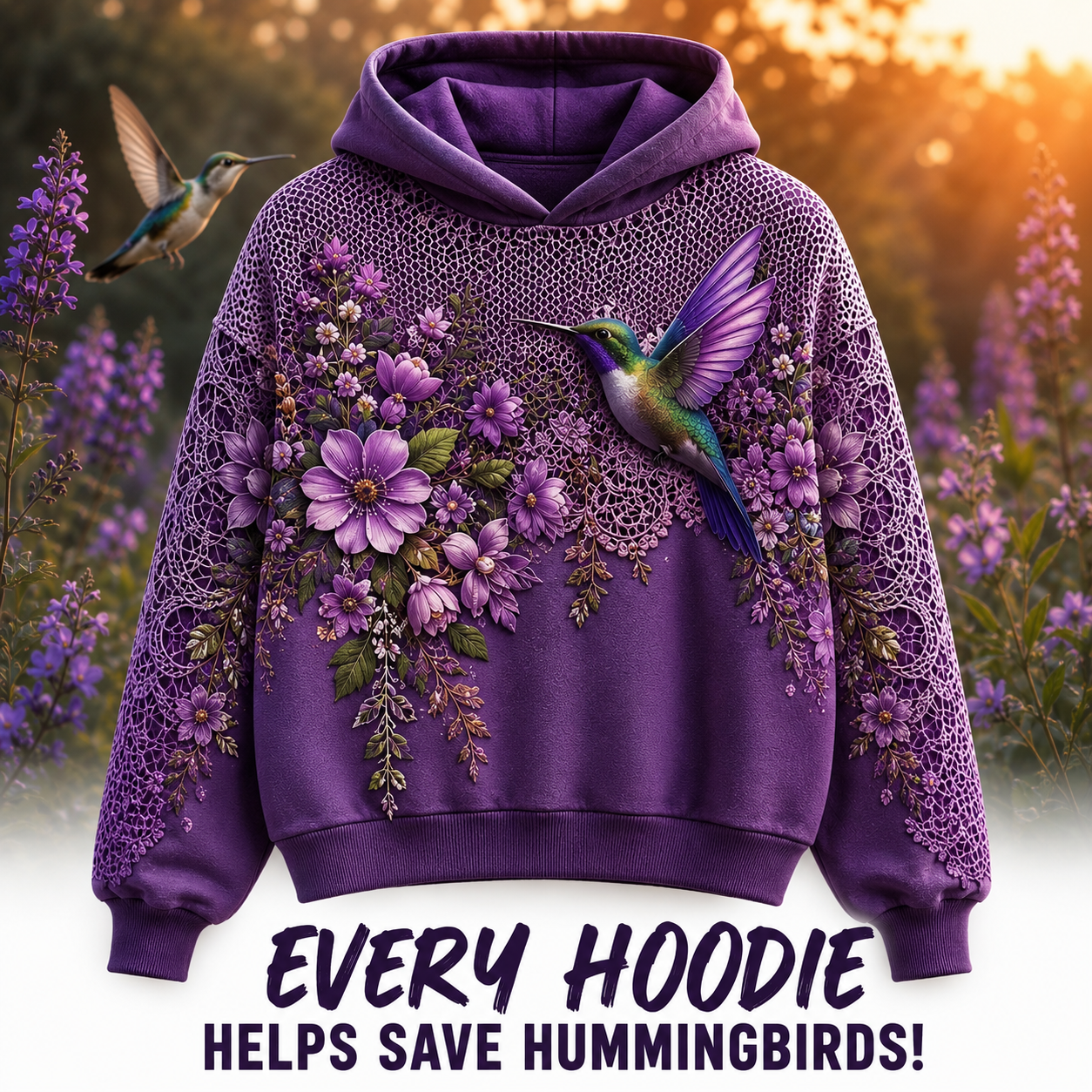 Purple Hummingbird Hoodie
