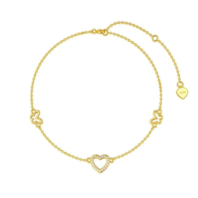 Cubic Zirconia Butterfly & Heart Bracelet