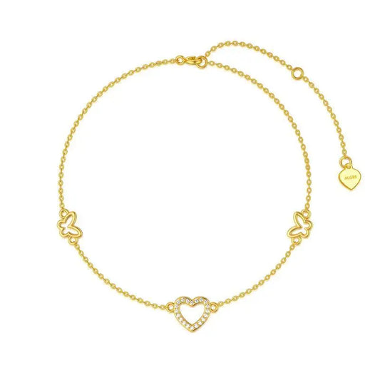 Cubic Zirconia Butterfly & Heart Bracelet