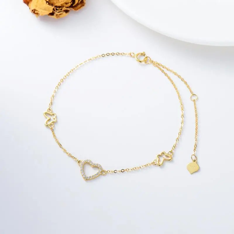 Cubic Zirconia Butterfly & Heart Bracelet