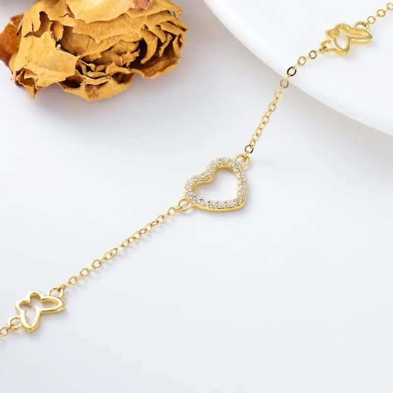 Cubic Zirconia Butterfly & Heart Bracelet