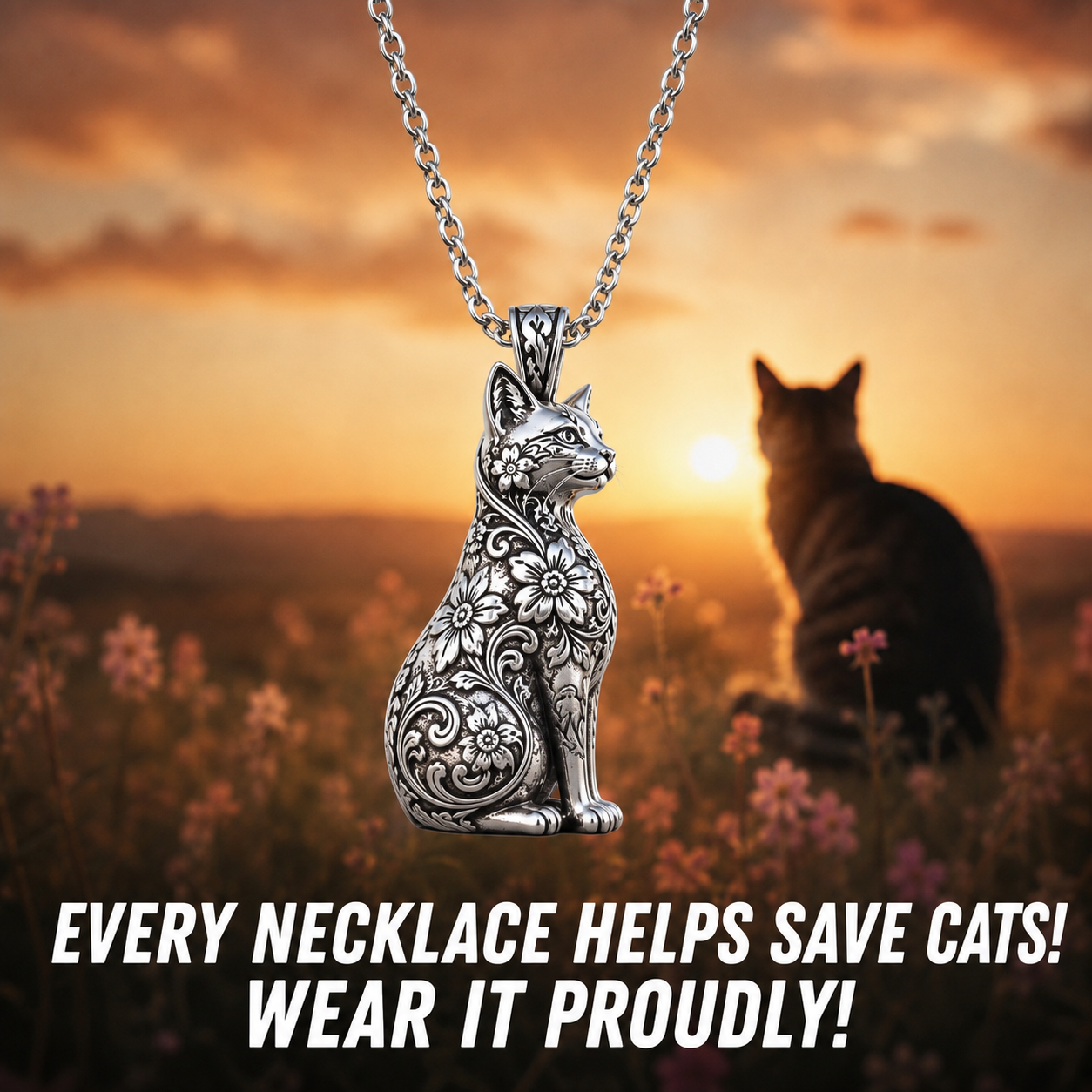 Save The Cats 925 Sterling Silver Necklace