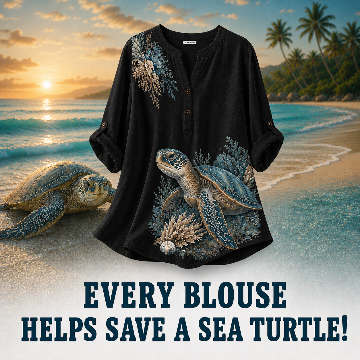 Women's Sea Turtle Summer Blouse