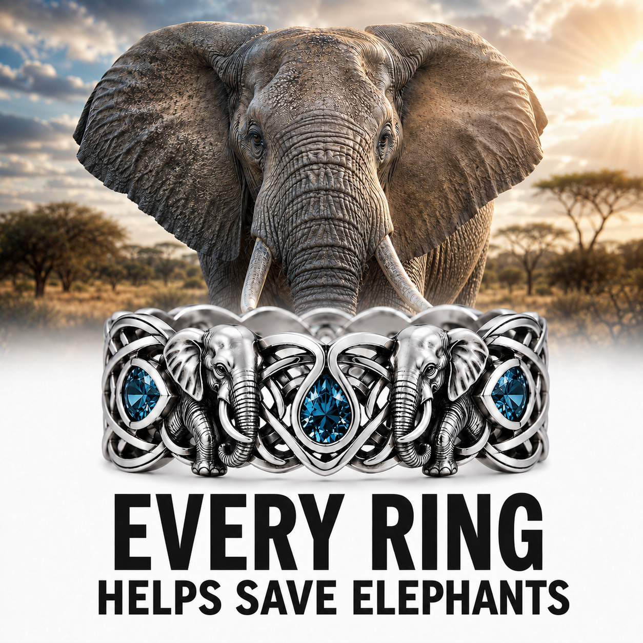 Aquamarine Elephant Ring