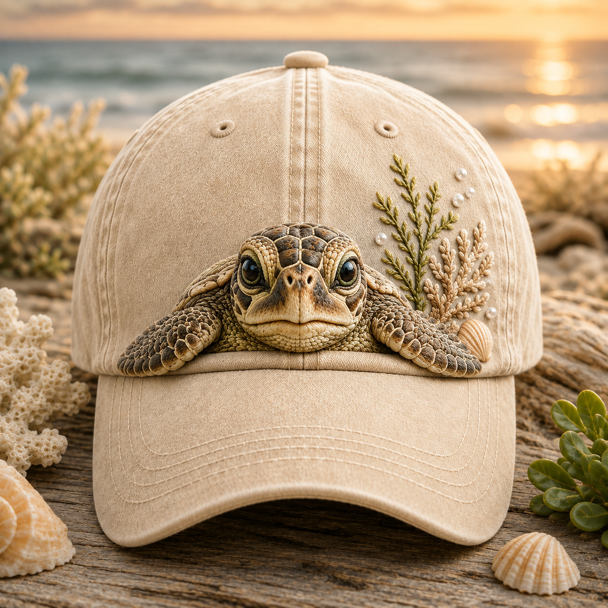 Save The Sea Turtles Embroidered Cap