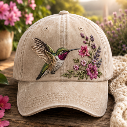 Save The Hummingbirds Embroidered Cap