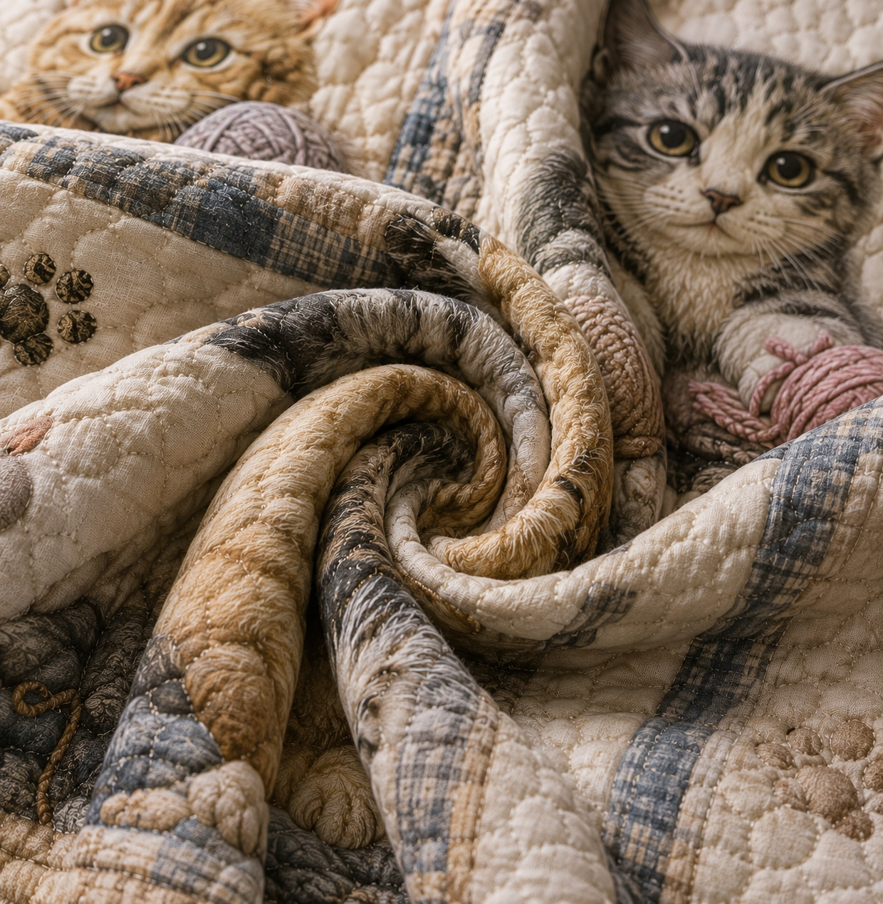 Cat 3-Piece Quilted Bedding Set