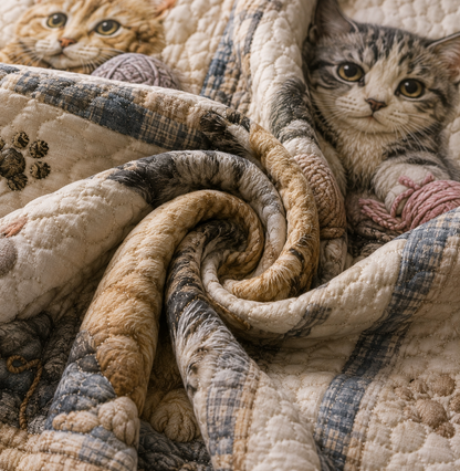 Cat 3-Piece Quilted Bedding Set