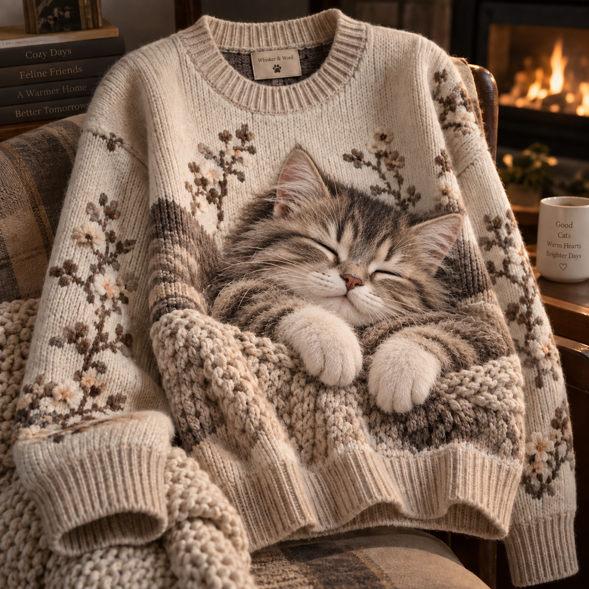 Oversized Cat Knit Sweater