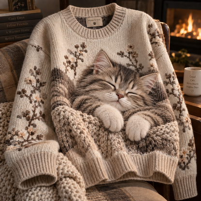 Oversized Cat Knit Sweater