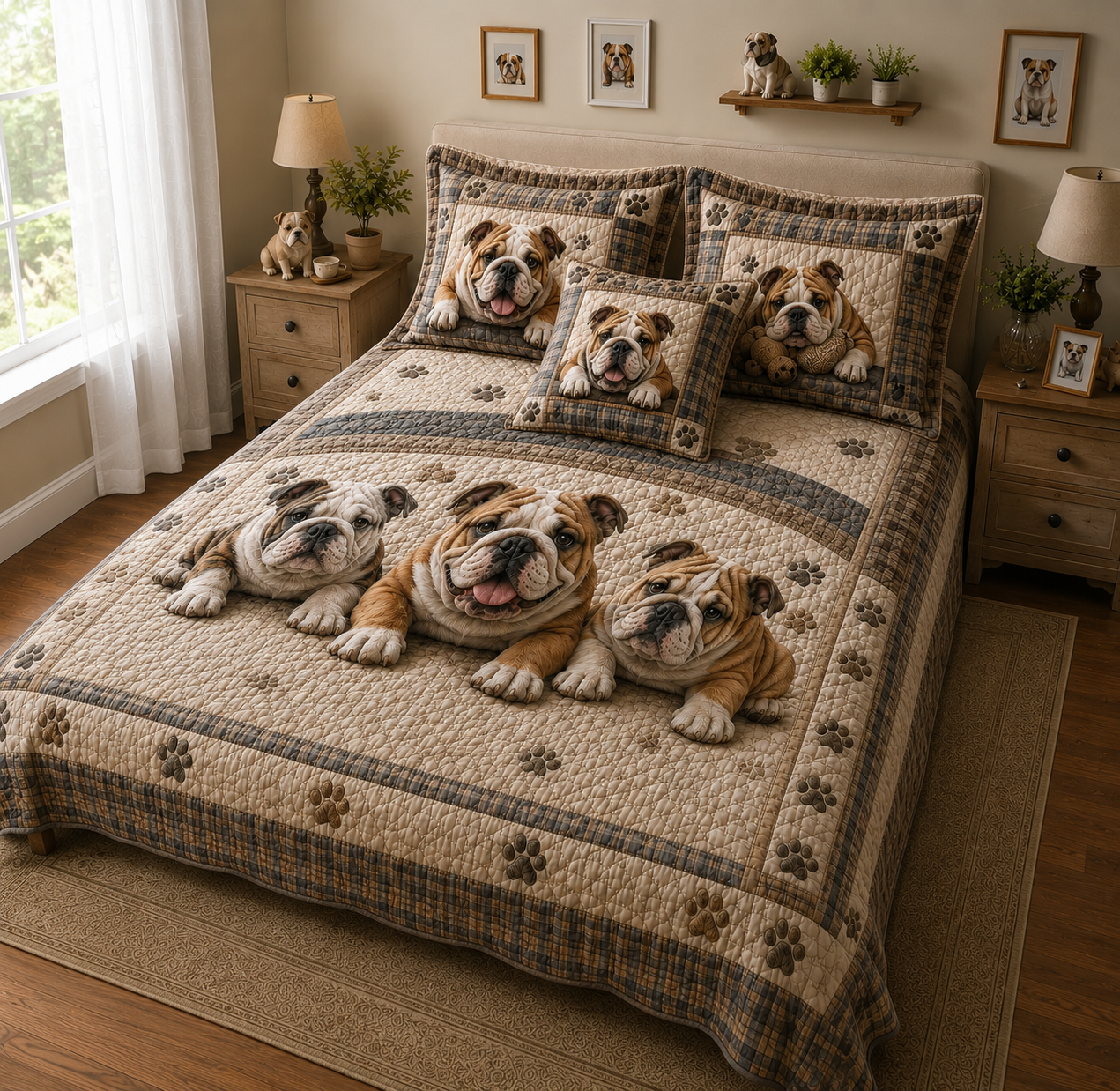 Bulldog 3-Piece Quilted Bedding Set