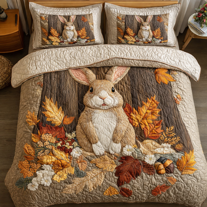 Happy Rabbit 3-Piece Quilted Bedding Set