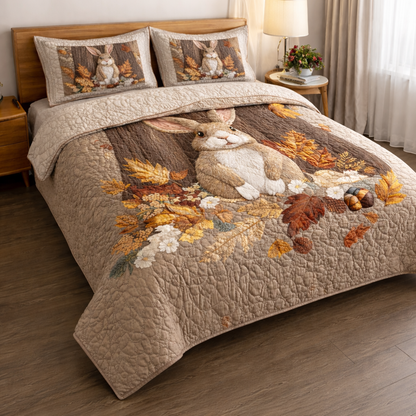 Happy Rabbit 3-Piece Quilted Bedding Set