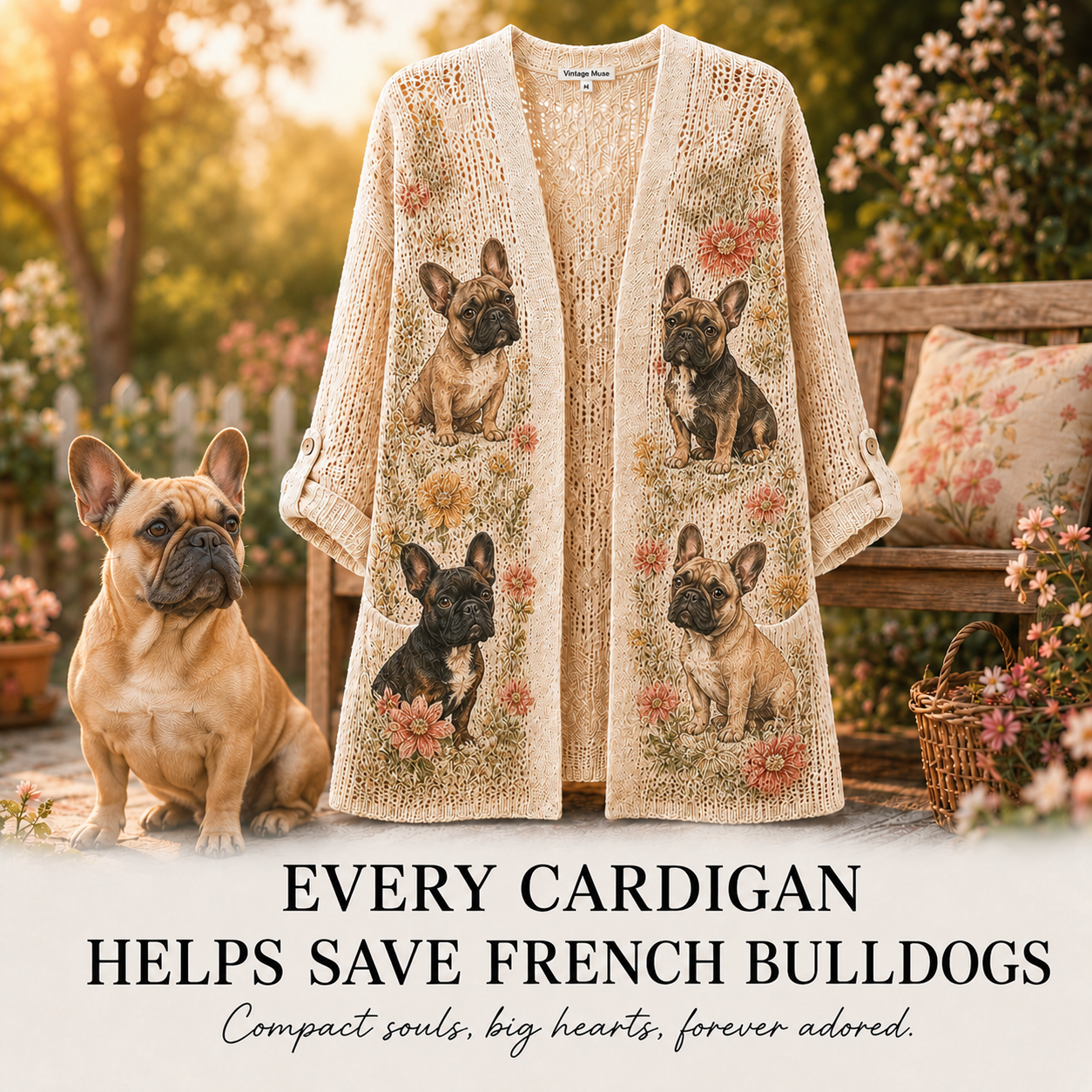 Women's French Bulldog Cardigan