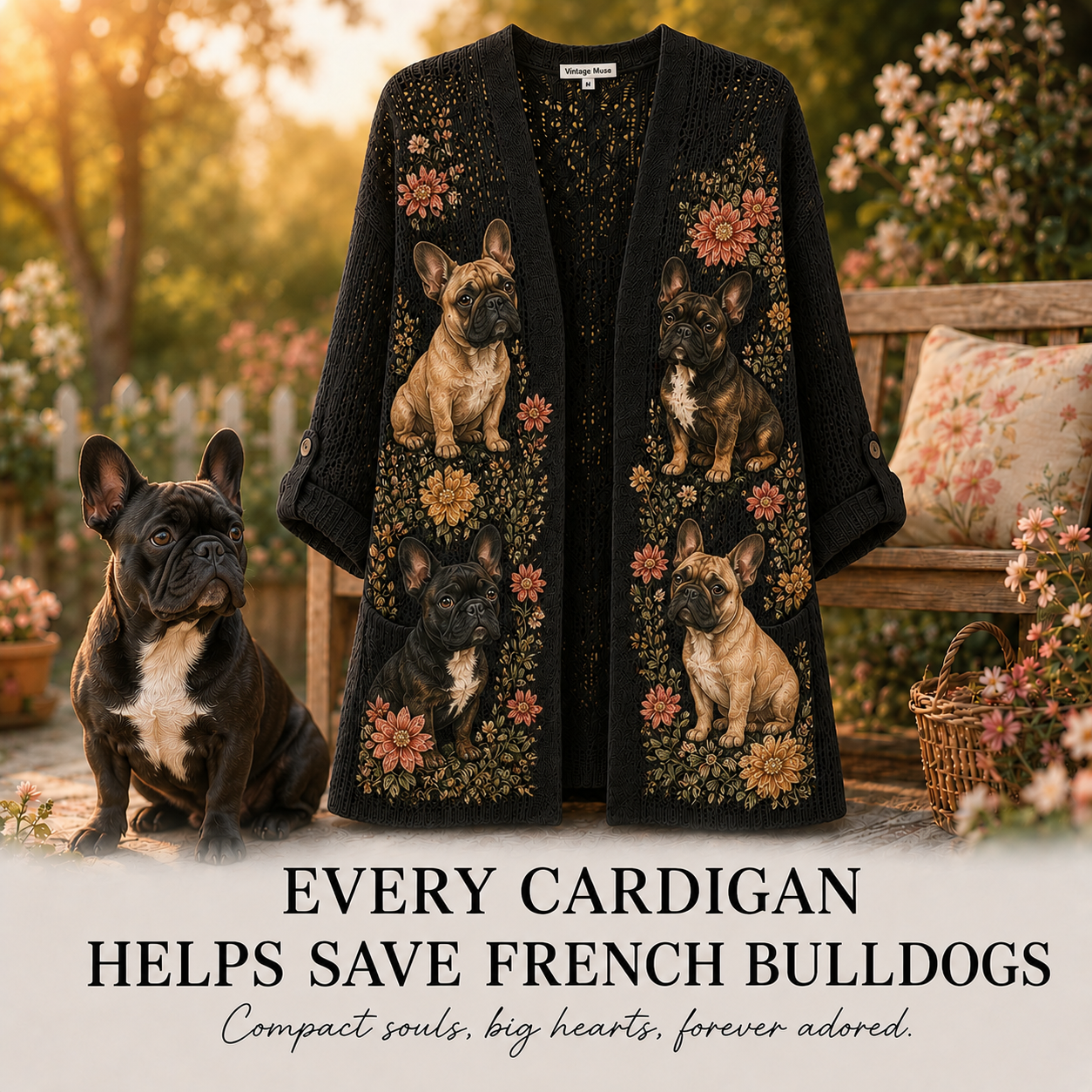Women's French Bulldog Cardigan