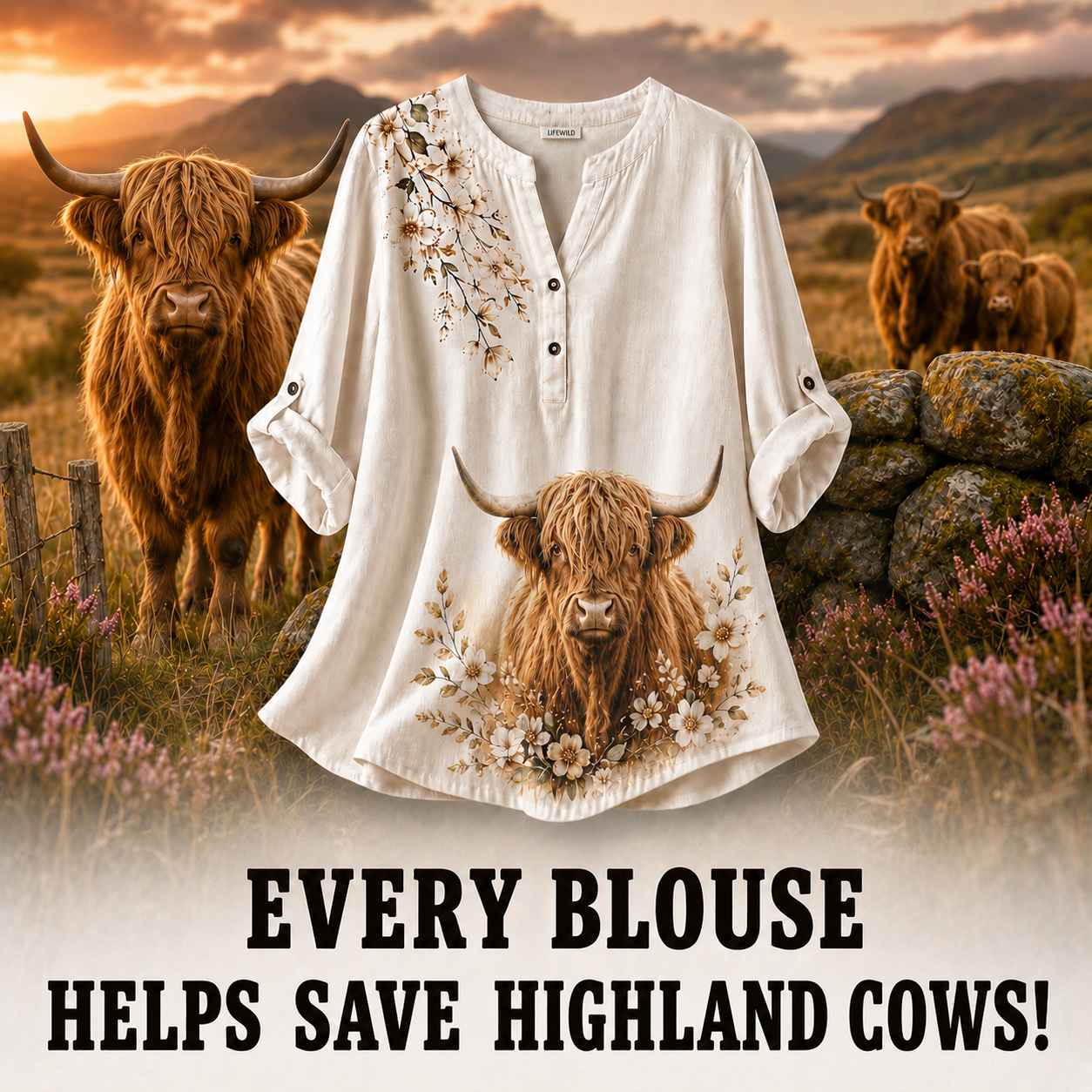 Highland Cow Summer Blouse