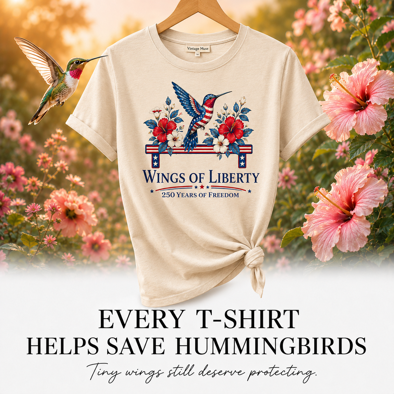 Hummingbird Wings of Liberty T-Shirt
