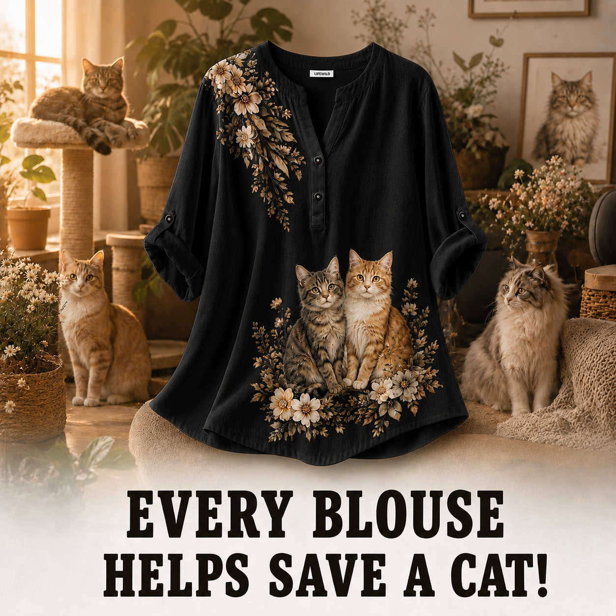 Women's Cat Summer Blouse