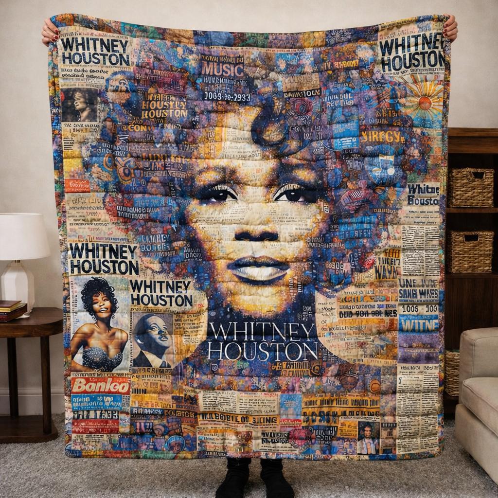 Whitney Houston Quilted Blanket