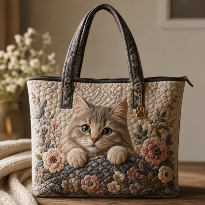 Cat Quilted Tote Bag