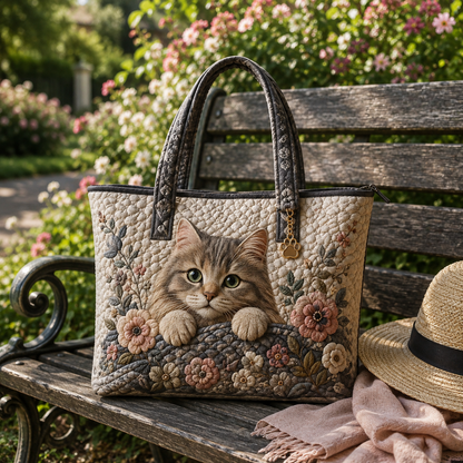 Cat Quilted Tote Bag