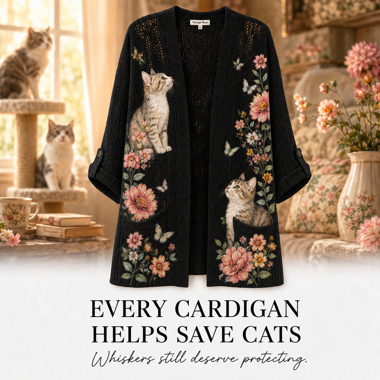 Women's Cat Summer Cardigan