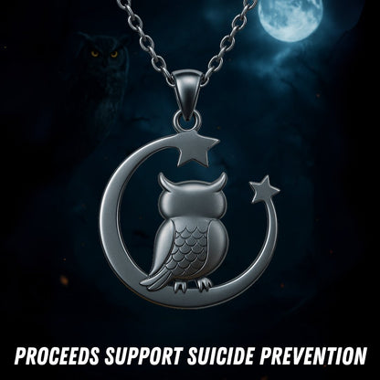 "Never Give Up" Owl Necklace