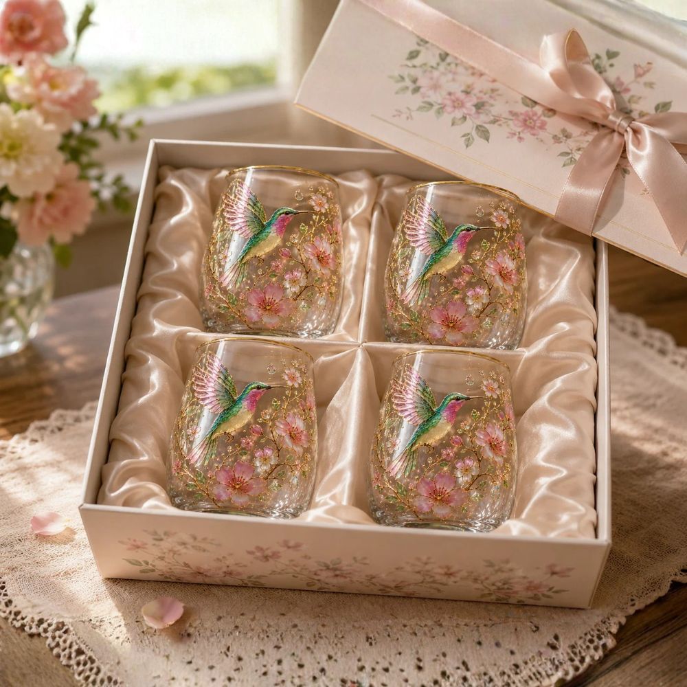 Hummingbird Blossom Glass