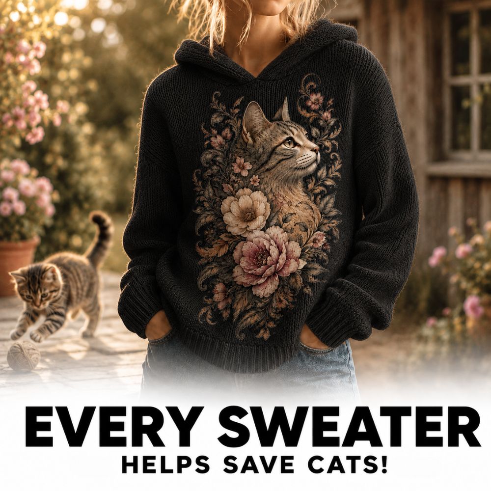 Oversized Knit Cat Sweater