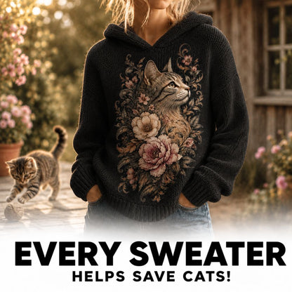Oversized Knit Cat Sweater