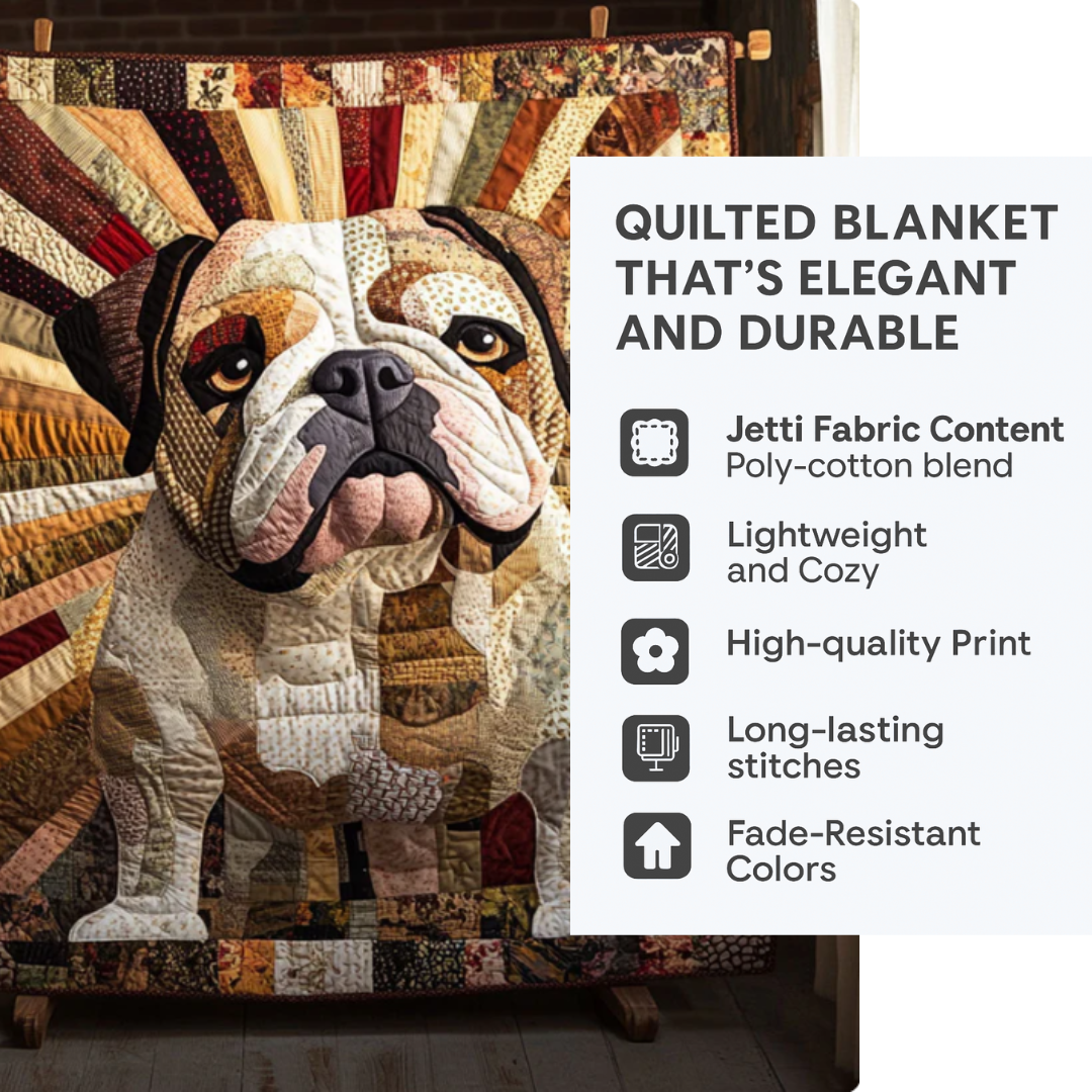 Bulldog Sunrise Quilted Blanket