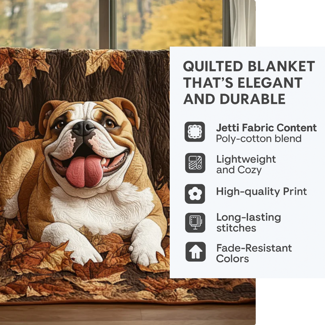 Bulldog Autumn Quilted Blanket