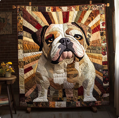 Bulldog Sunrise Quilted Blanket