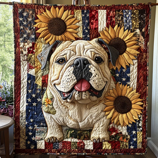 Bulldog Patriot Quilted Blanket