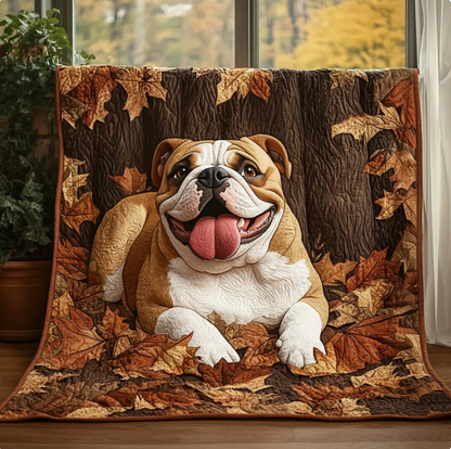 Bulldog Autumn Quilted Blanket