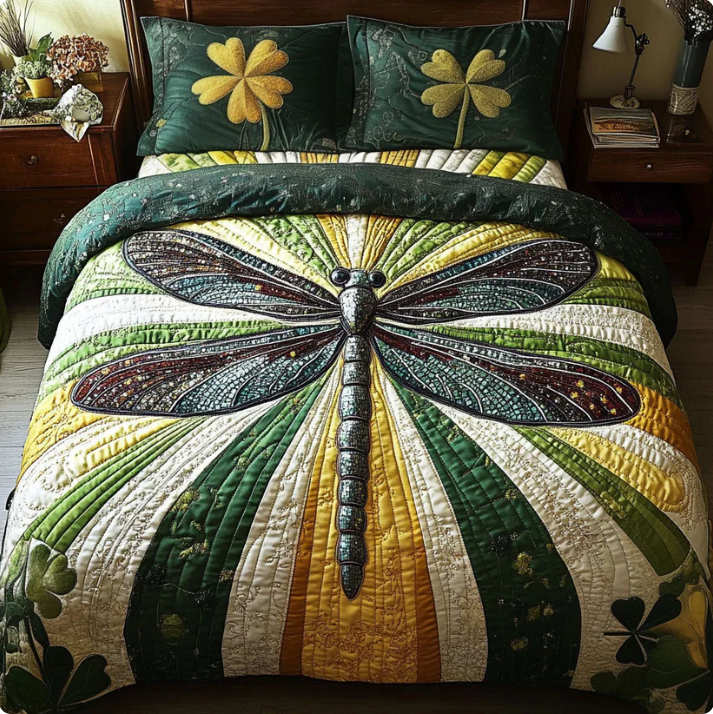 Lucky Dragonfly 3-Piece Quilted Bedding Set