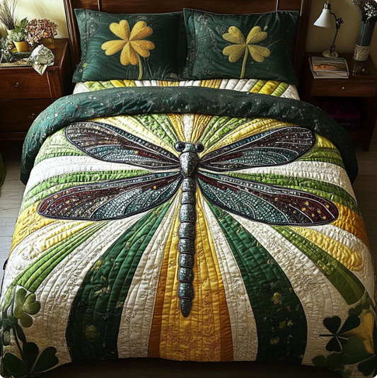 Lucky Dragonfly 3-Piece Quilted Bedding Set